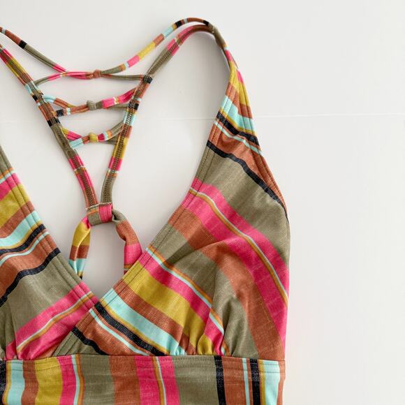 [Prana] Multi-Color Fergusen Cacti Soleil Stripe One-Piece Swimsuit Sz Medium M - Picture 12 of 14